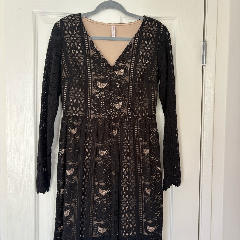 Xhilaration Black Lace Long Sleeve Dress